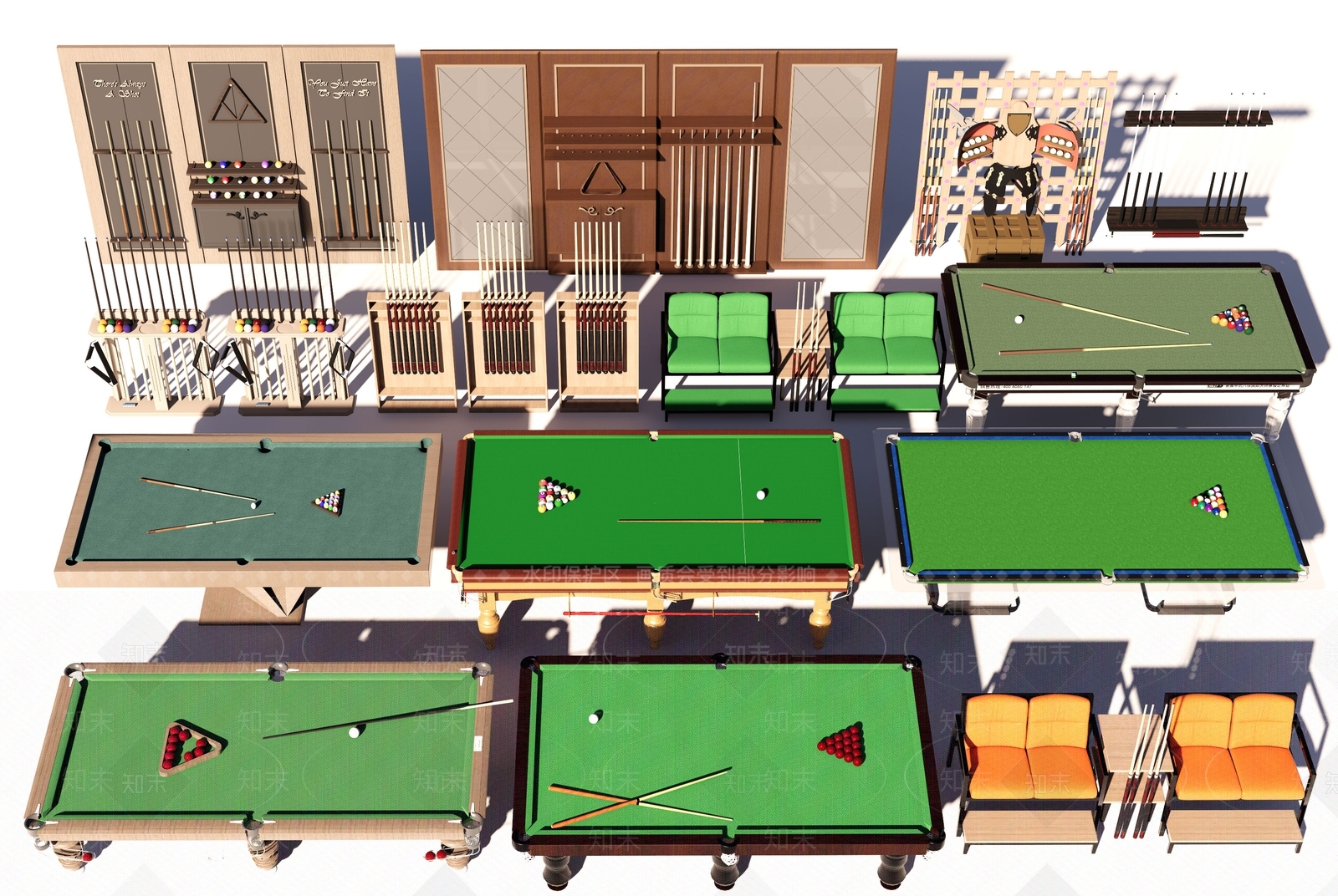 台球桌SU模型下载【ID:1185442234】