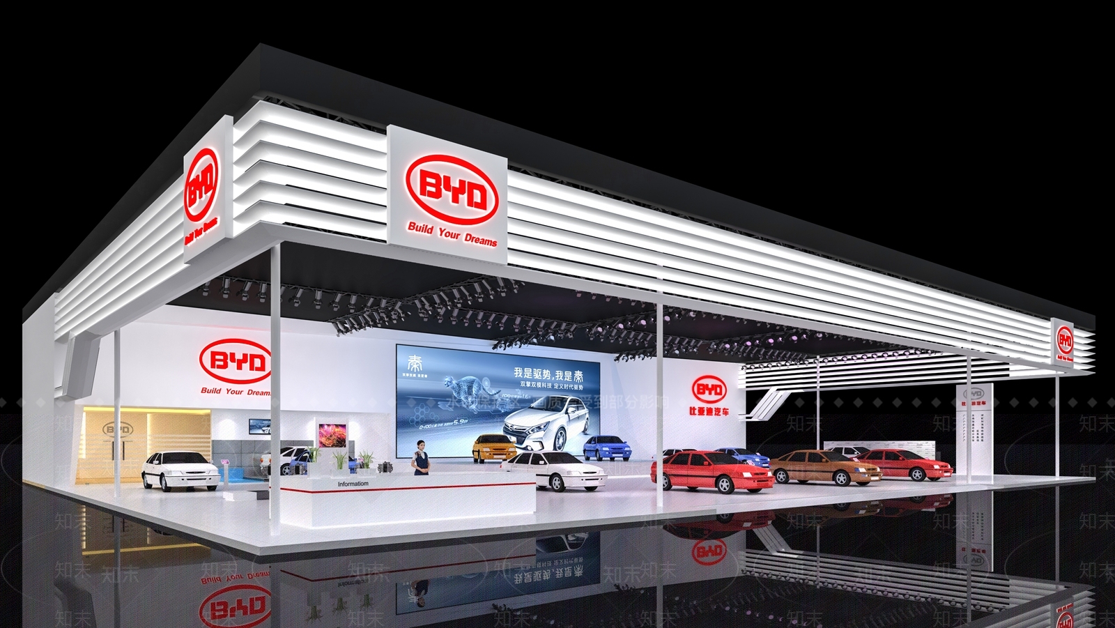 现代工业车类展厅3D模型下载【ID:1185443862】