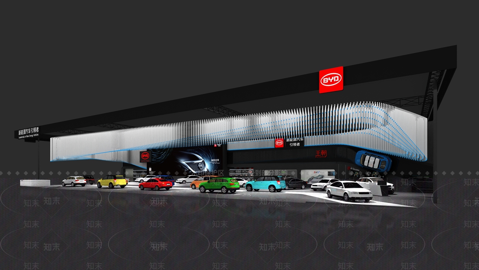 现代工业车类展厅3D模型下载【ID:1185445999】