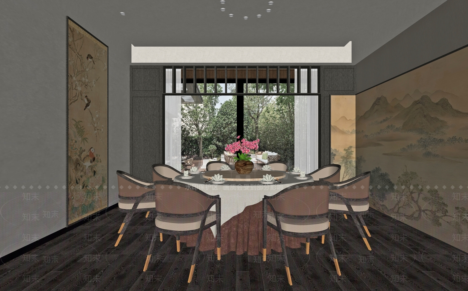 新中式包厢SU模型下载【ID:1185455987】