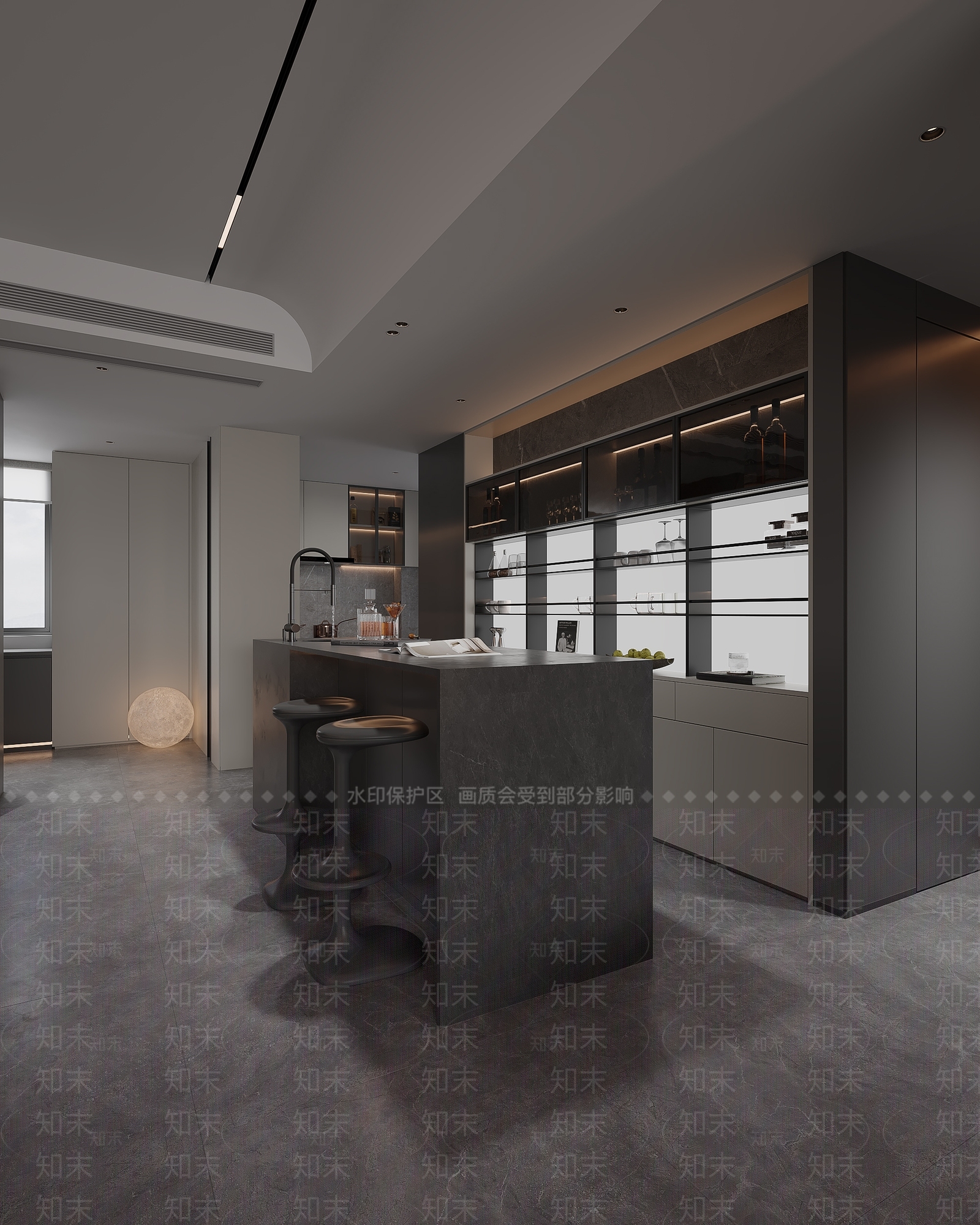 现代黑暗系轻奢吧台3D模型下载【ID:1185460826】