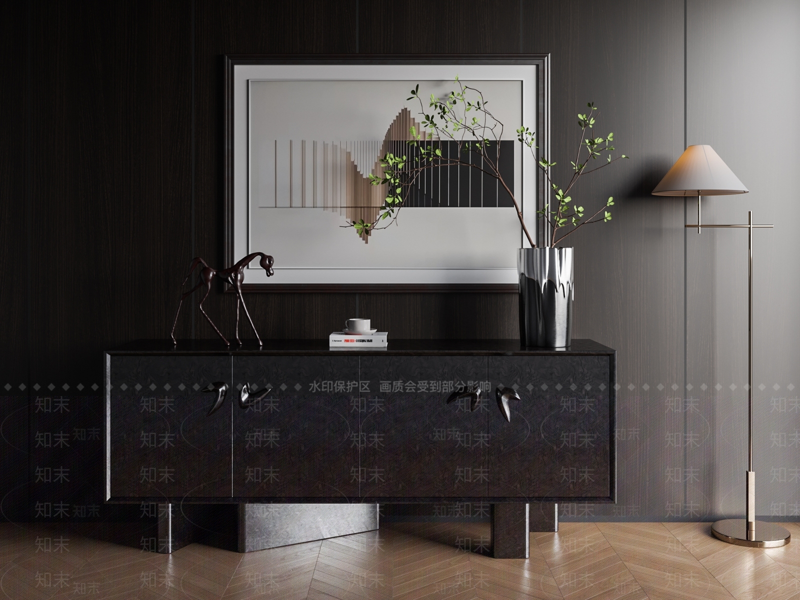新中式现代玄关柜3D模型下载【ID:1185467334】