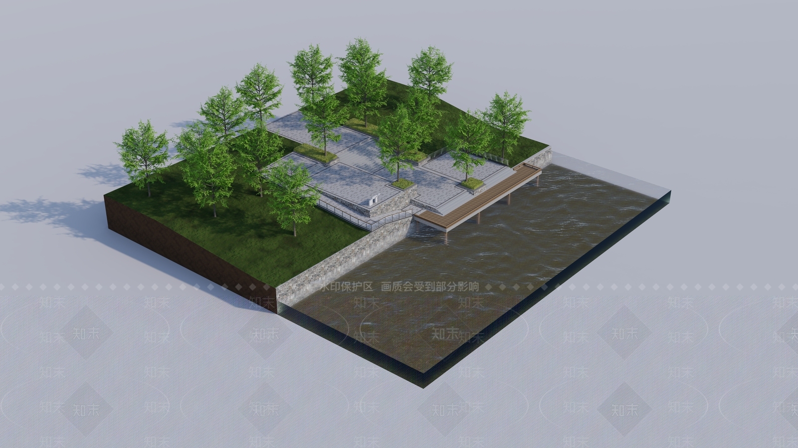 现代滨水景观SU模型下载【ID:1185471119】