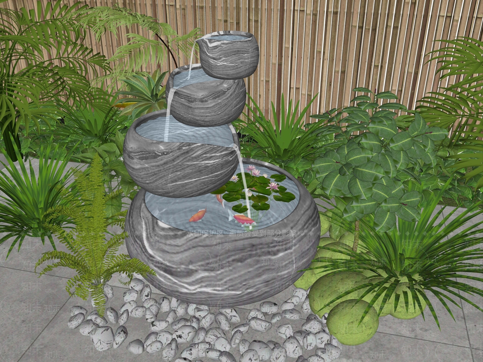 现代新中式水景SU模型下载【ID:1185473662】