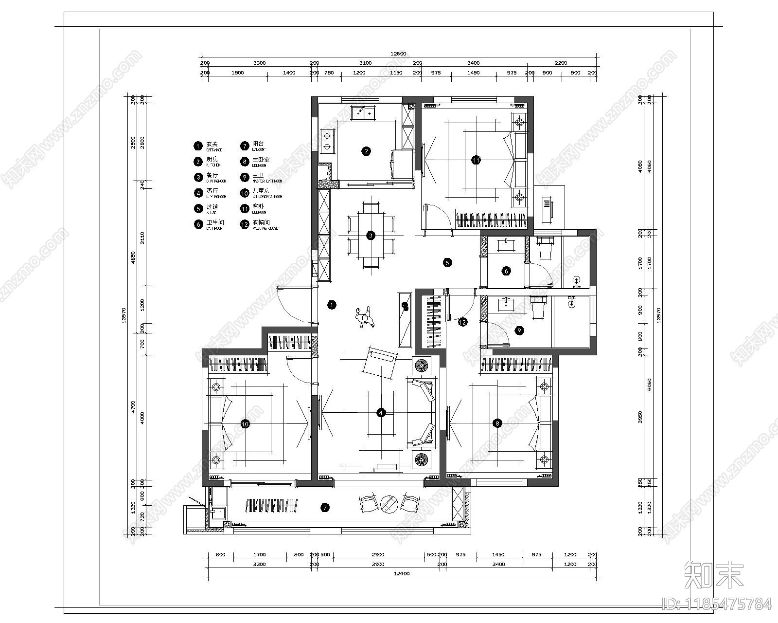 现代家装图库施工图下载【ID:1185475784】