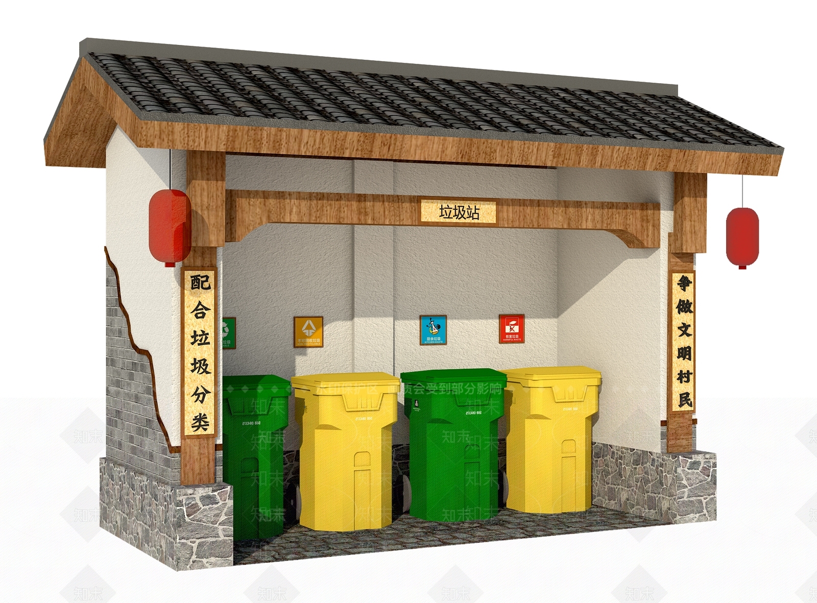 现代中式其他景观小建筑SU模型下载【ID:1185486917】