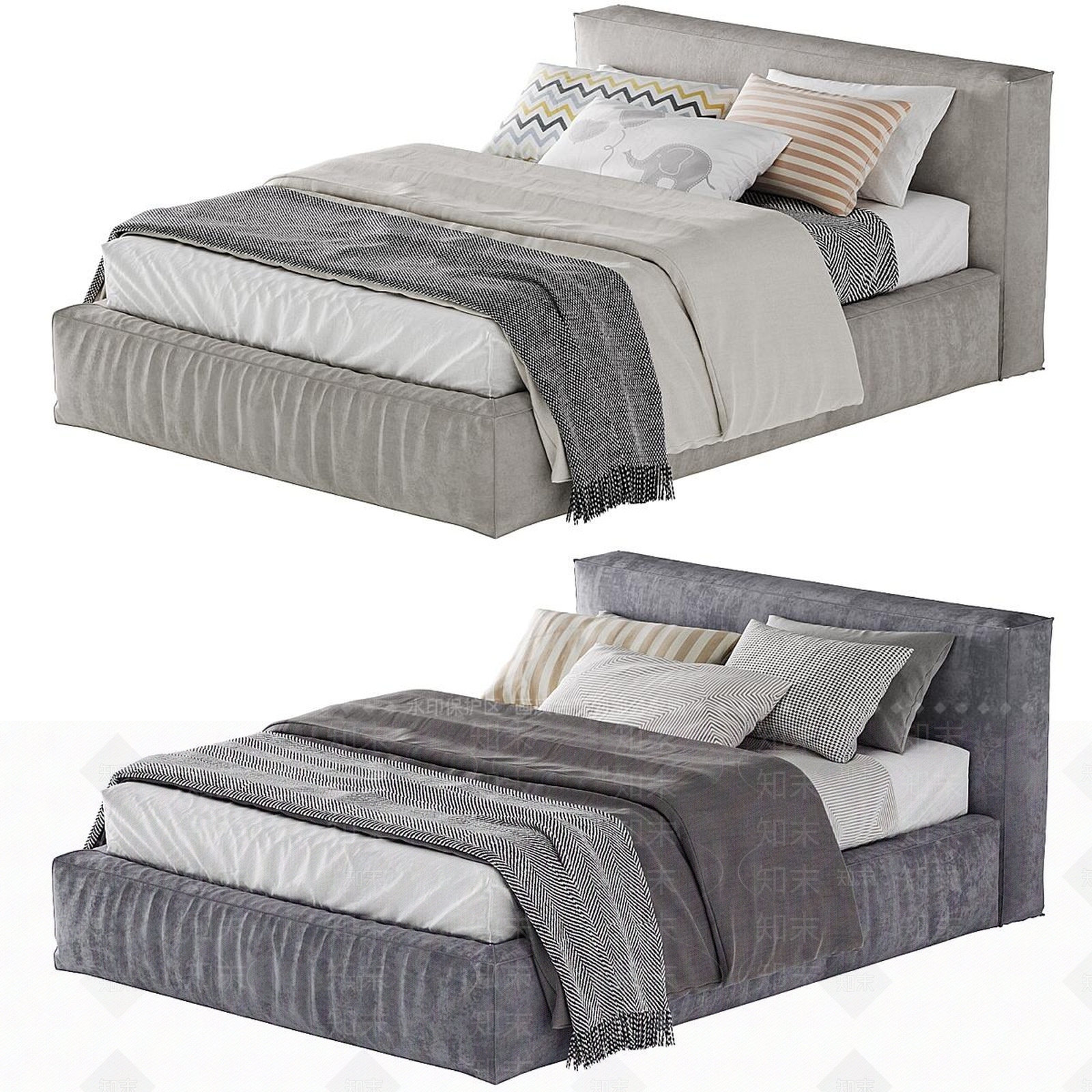 意式轻奢单人床3D模型下载【ID:1185490396】