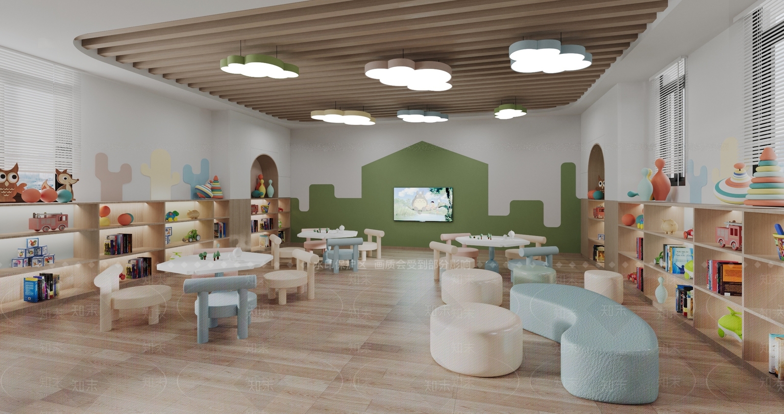 现代北欧幼儿园3D模型下载【ID:1185493415】