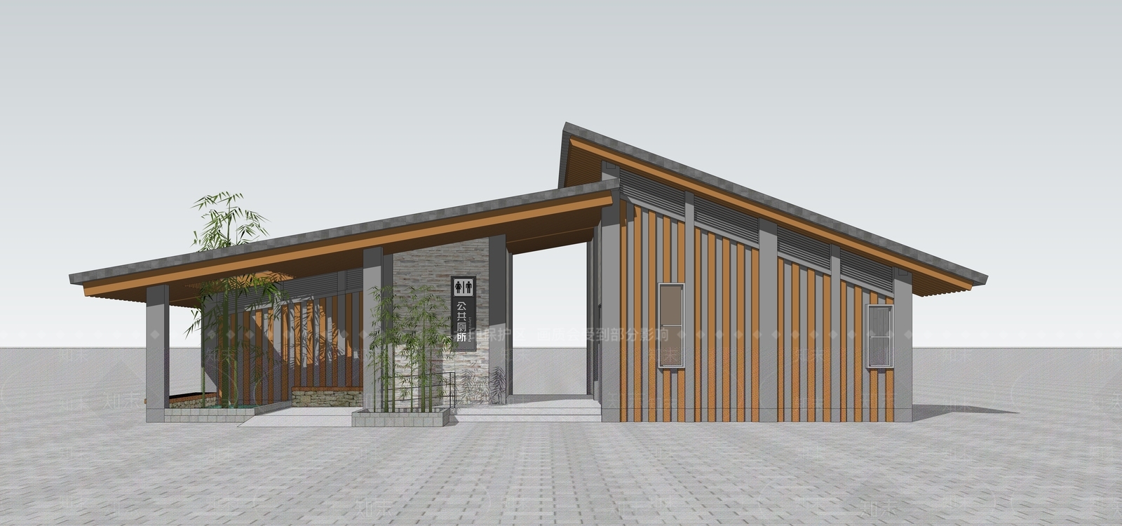 新中式小公建SU模型下载【ID:1185494515】