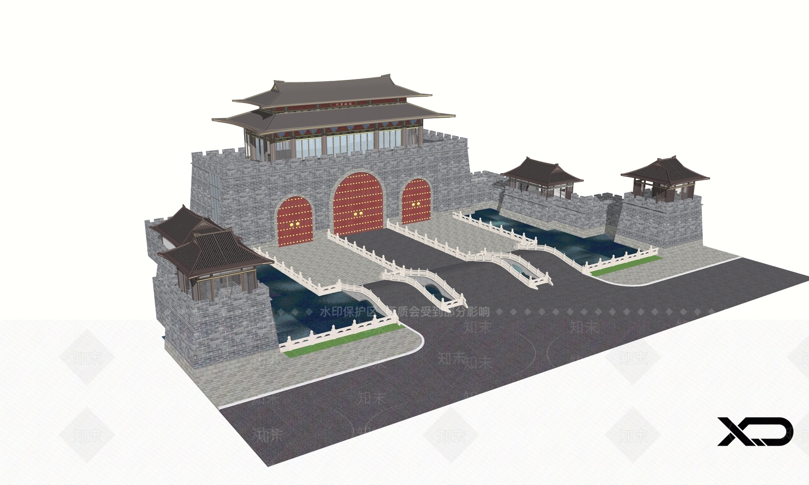 新中式中式塔楼SU模型下载【ID:1185494862】