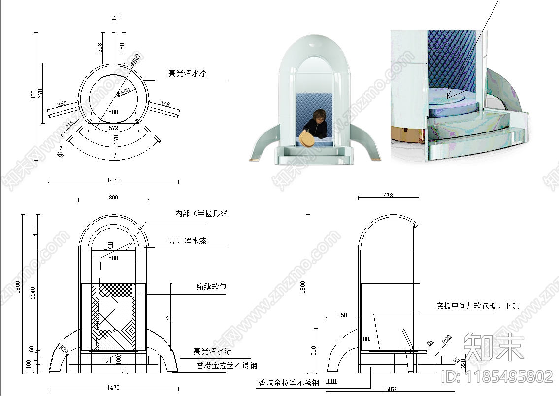 意式床cad施工图下载【ID:1185495802】