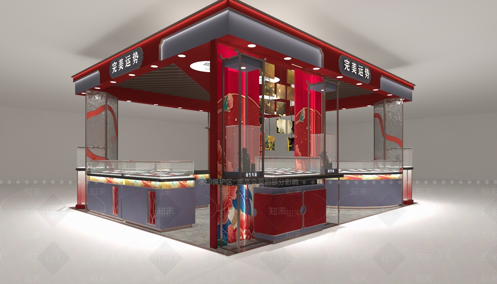 新中式中式珠宝店3D模型下载【ID:1185497990】