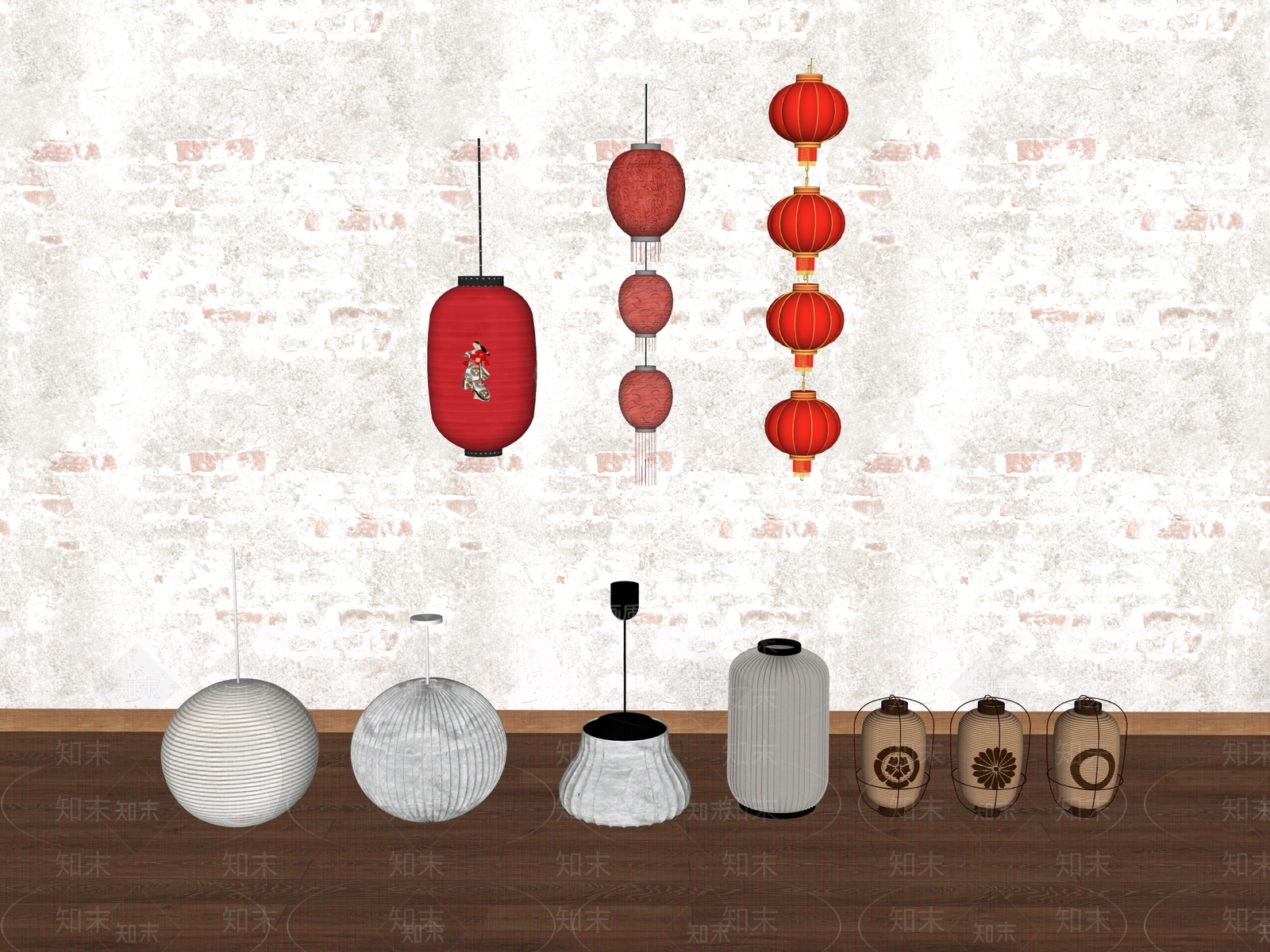 中式日式灯笼SU模型下载【ID:1185499393】