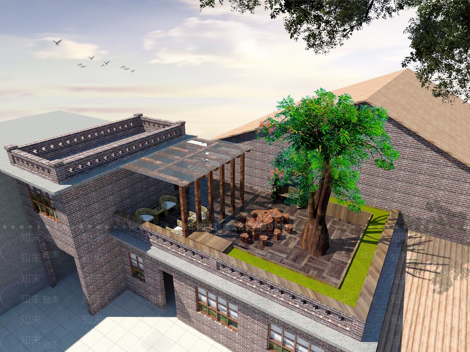 复古中古住宅景观3D模型下载【ID:1185505684】