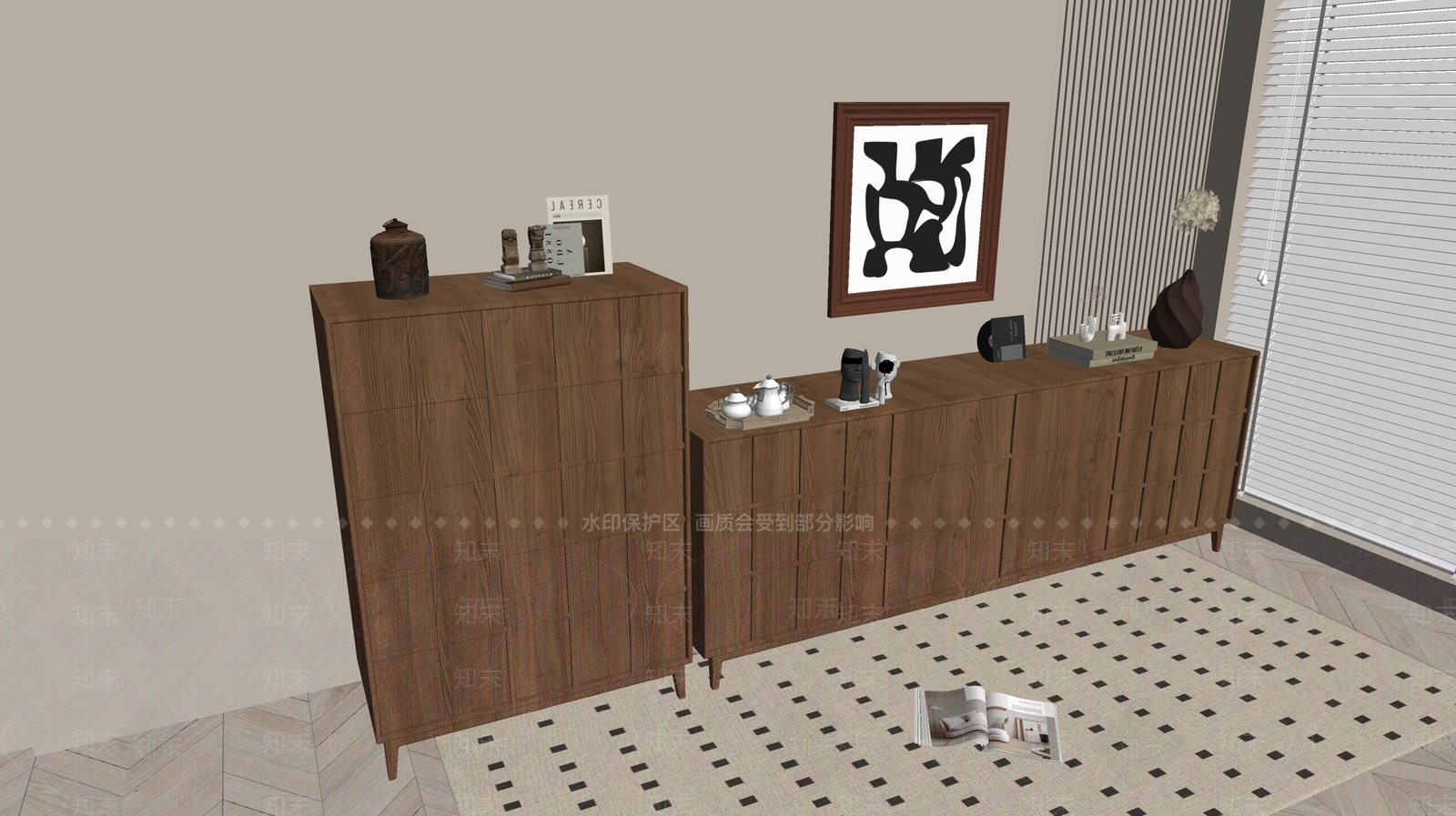现代原木斗柜SU模型下载【ID:1185505397】