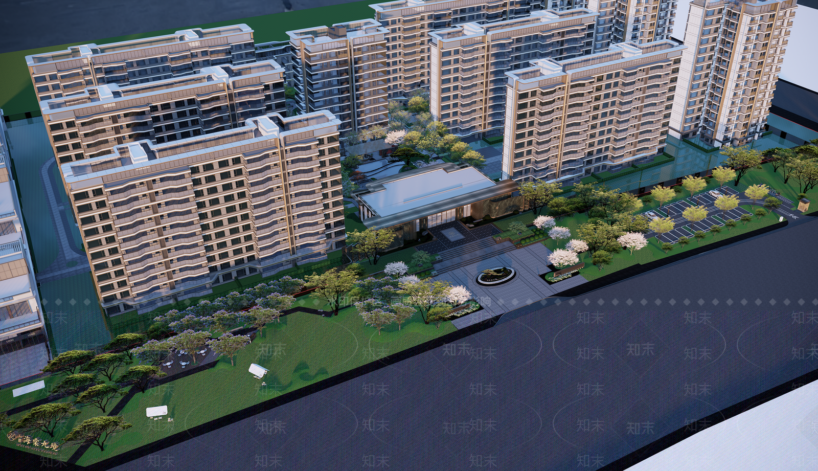 新中式轻奢小区景观SU模型下载【ID:1185512783】