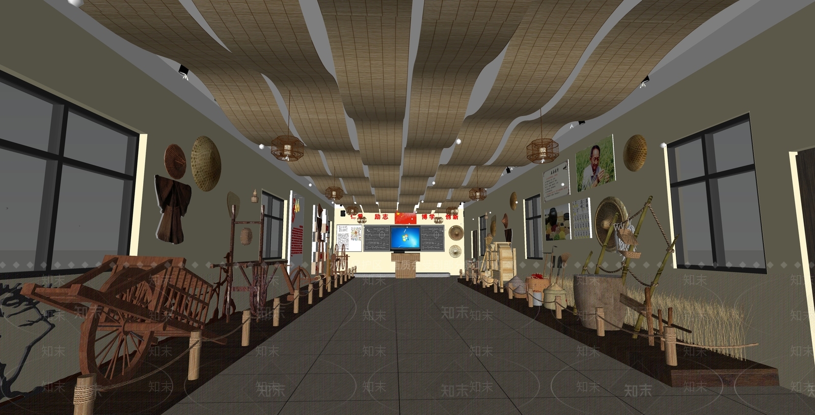 新中式其他学校空间SU模型下载【ID:1185506453】