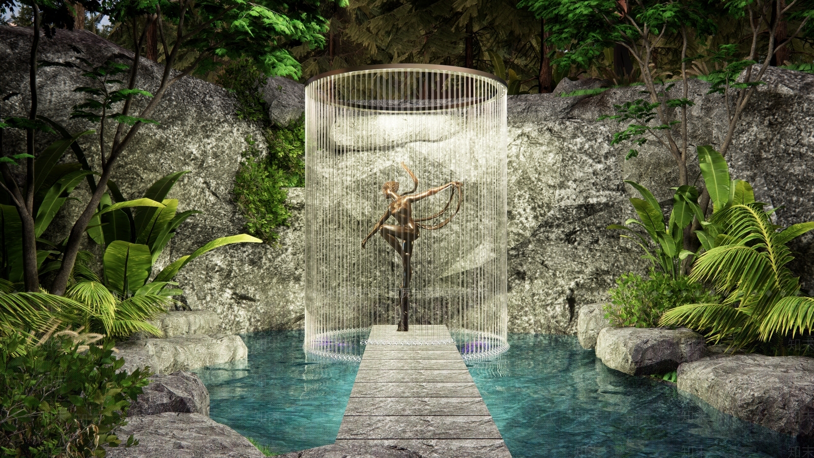 现代滨水景观SU模型下载【ID:1185511185】
