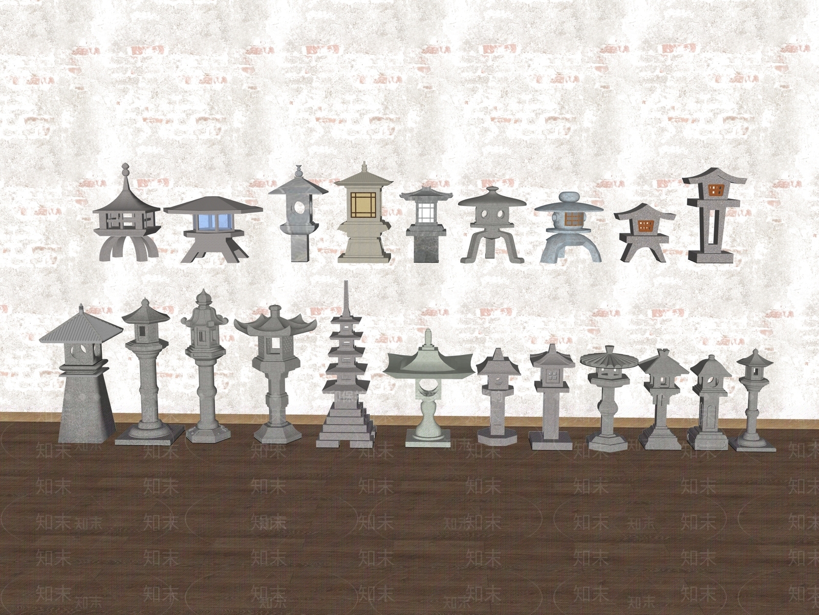 中式日式景观灯SU模型下载【ID:1185512705】