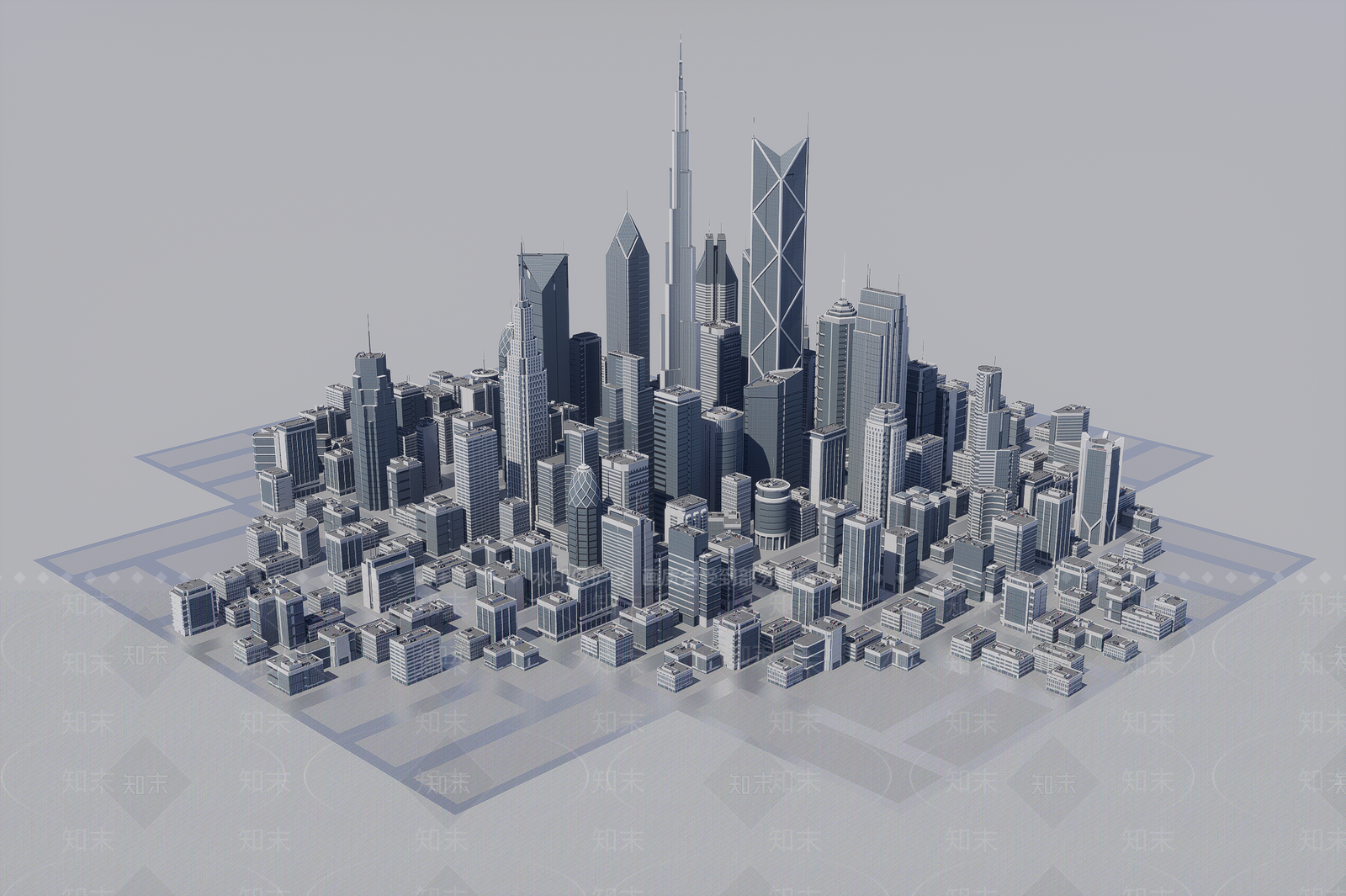 现代鸟瞰规划3D模型下载【ID:1185514164】