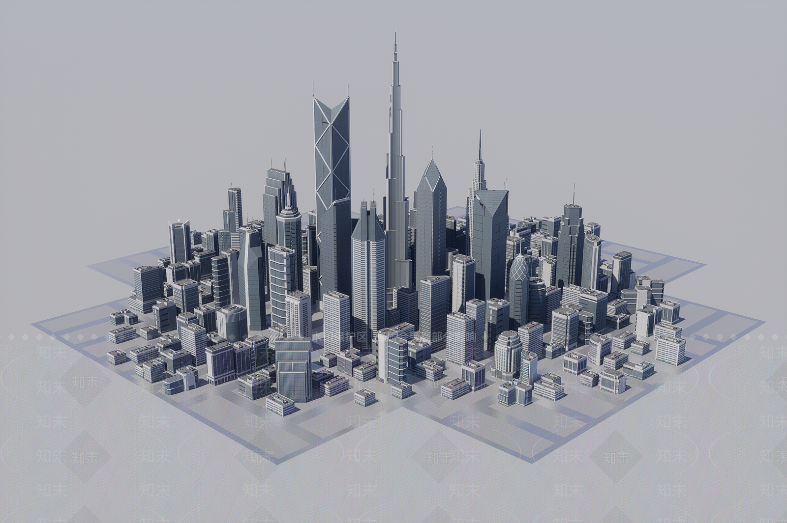 现代鸟瞰规划3D模型下载【ID:1185514164】