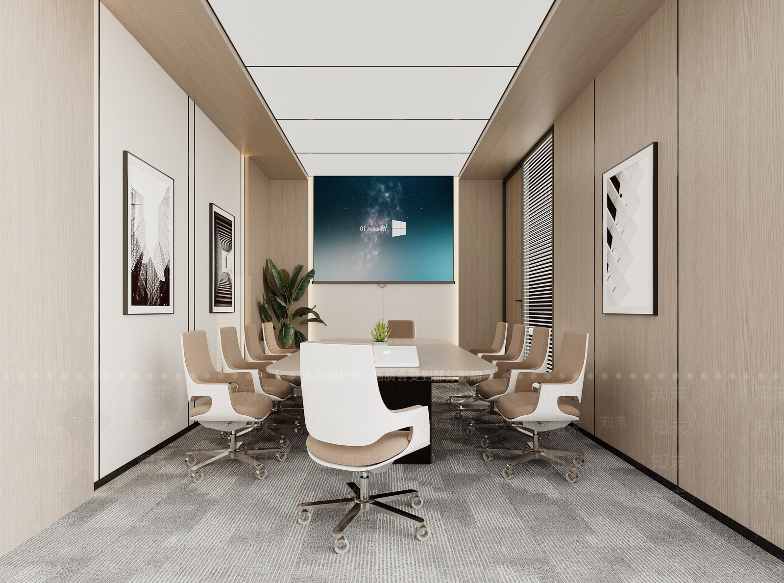 现代极简办公大厅3D模型下载【ID:1185515120】