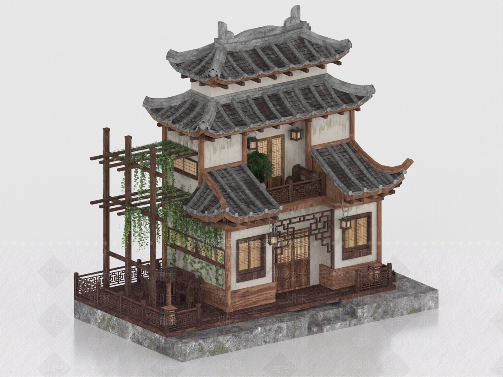 中式古建3D模型下载【ID:1185522268】