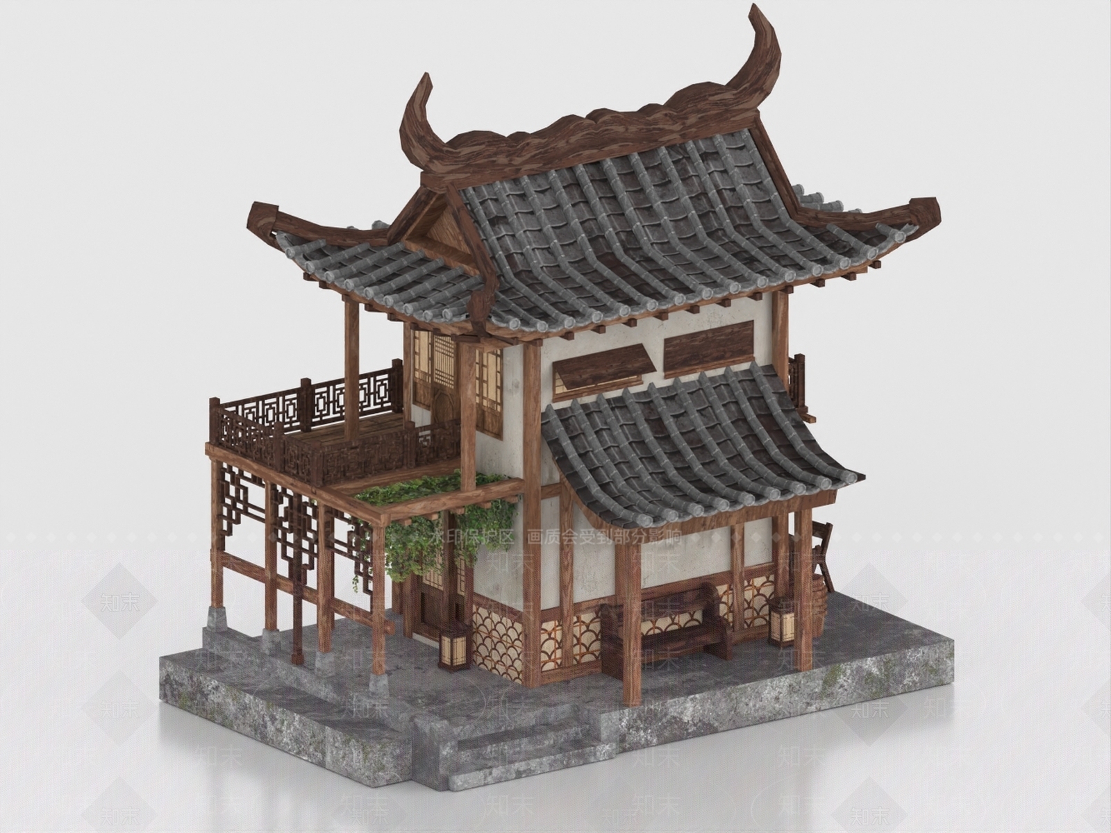 中式古建3D模型下载【ID:1185522527】