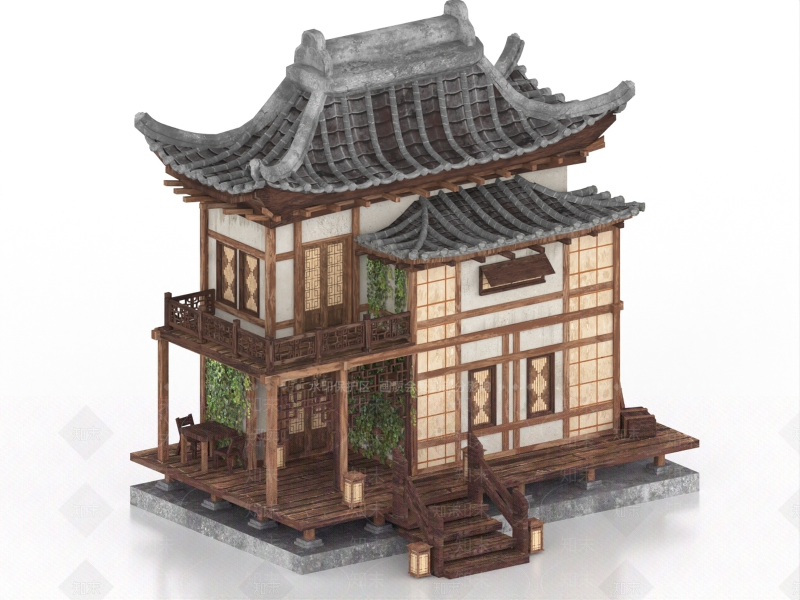 中式古建3D模型下载【ID:1185524002】
