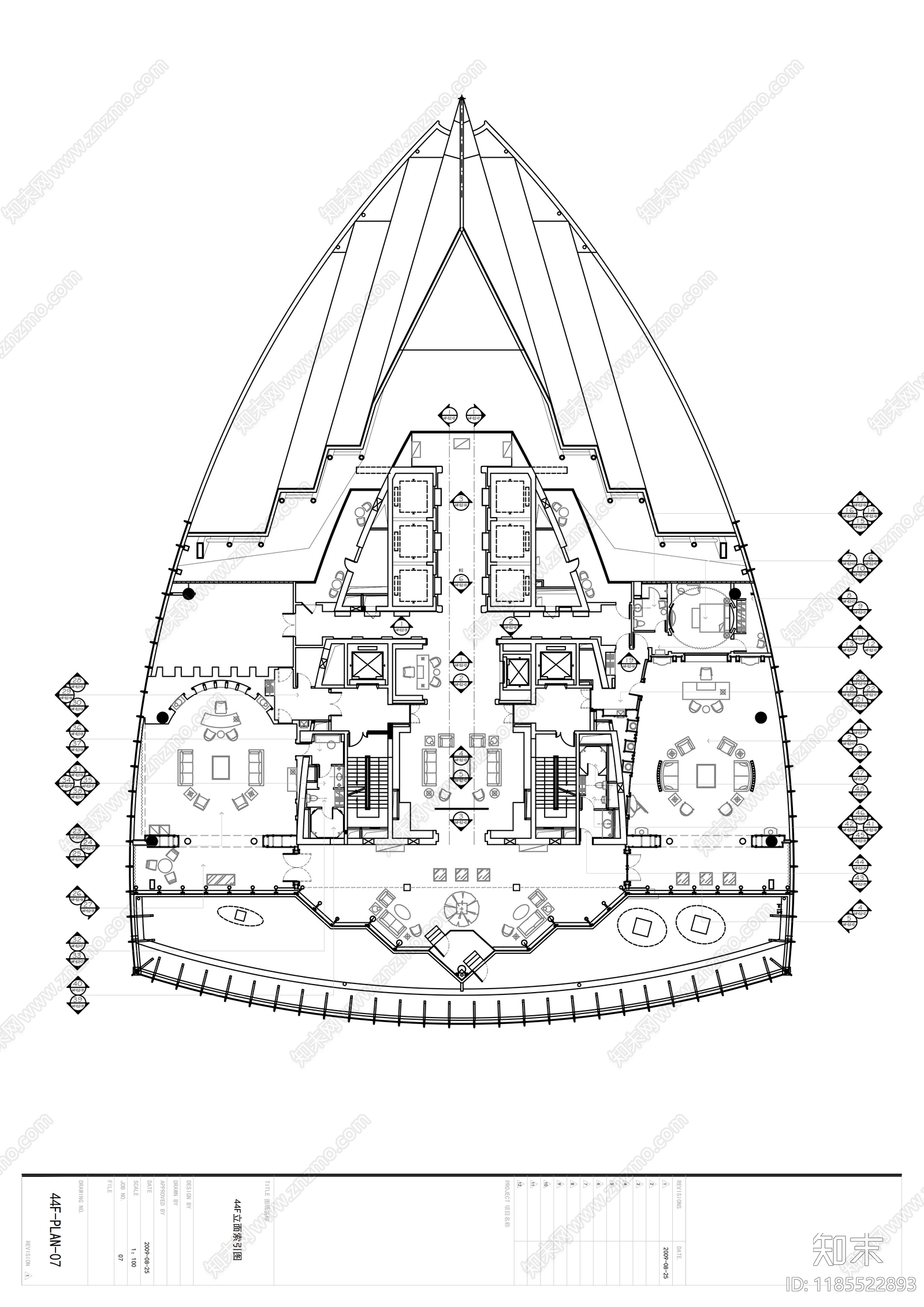现代整体办公空间cad施工图下载【ID:1185522893】
