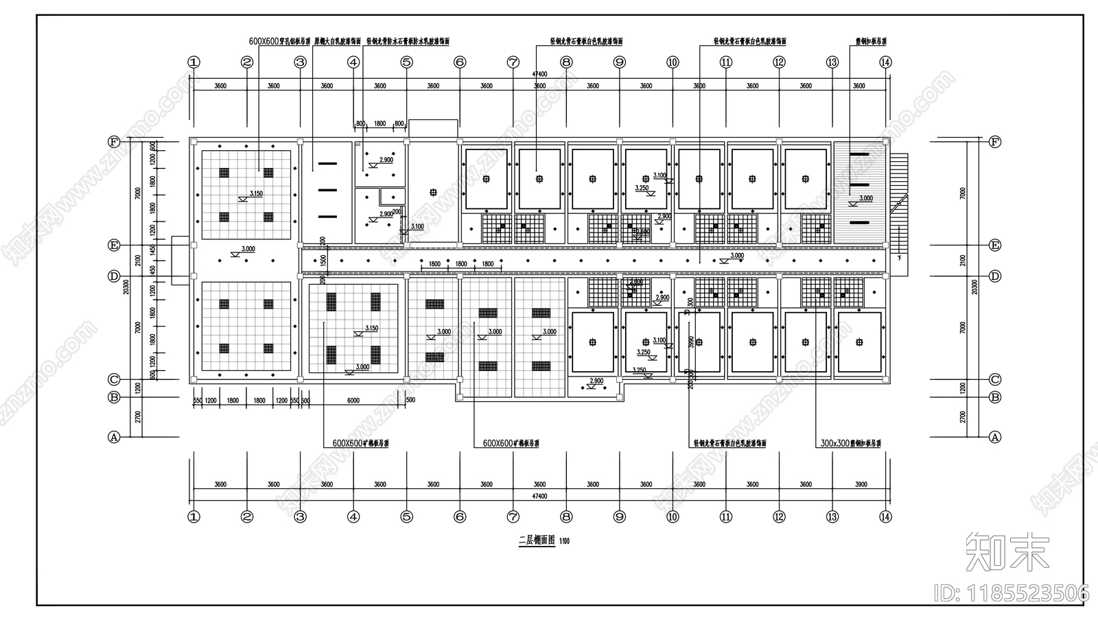 现代整体办公空间cad施工图下载【ID:1185523506】