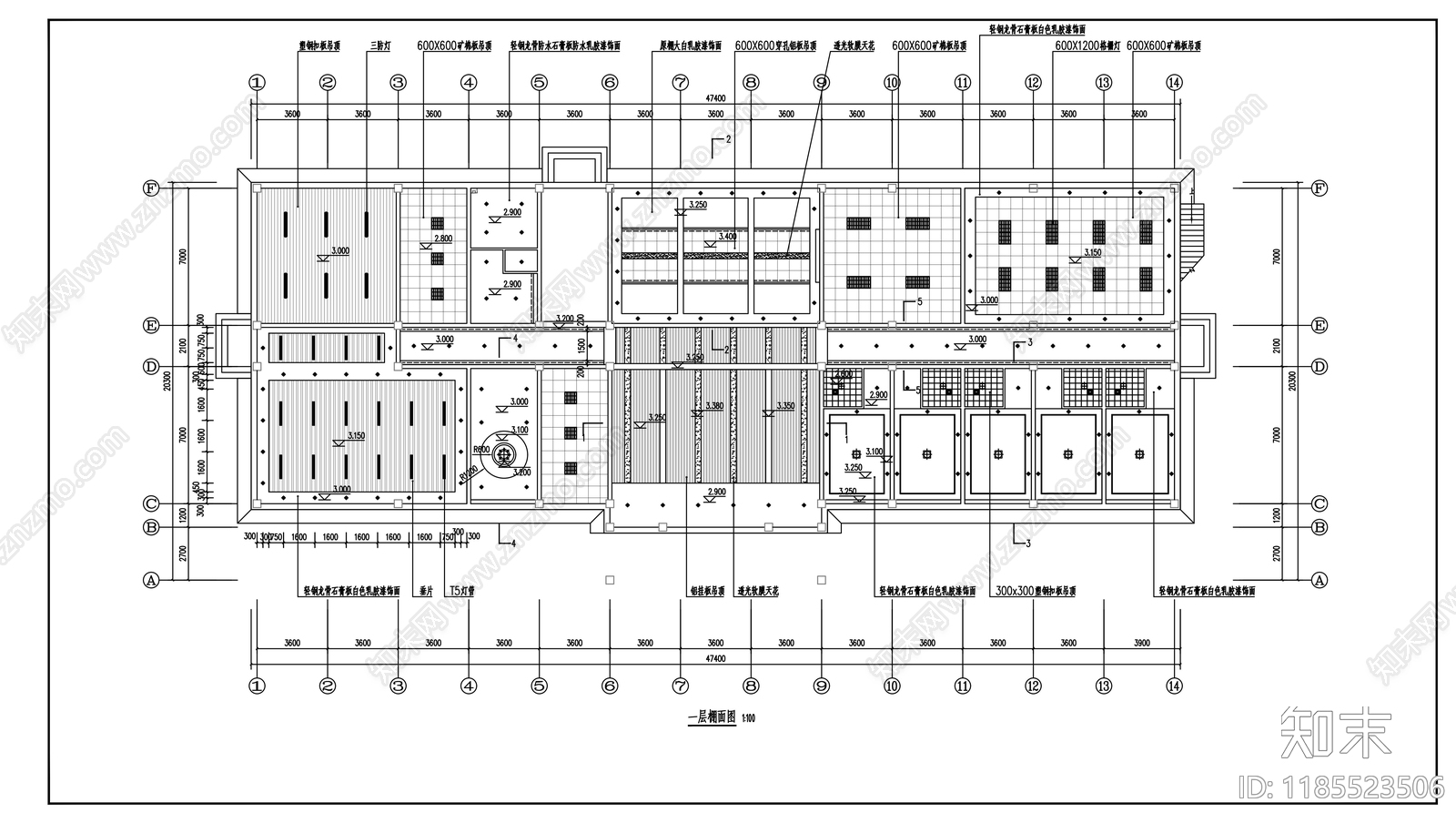 现代整体办公空间cad施工图下载【ID:1185523506】