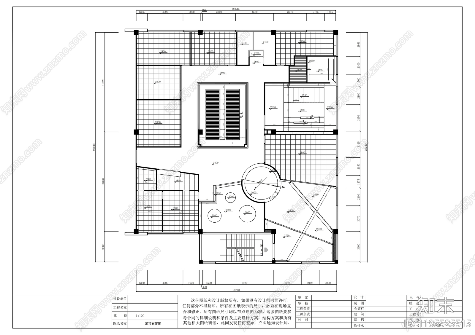 现代整体办公空间cad施工图下载【ID:1185525515】