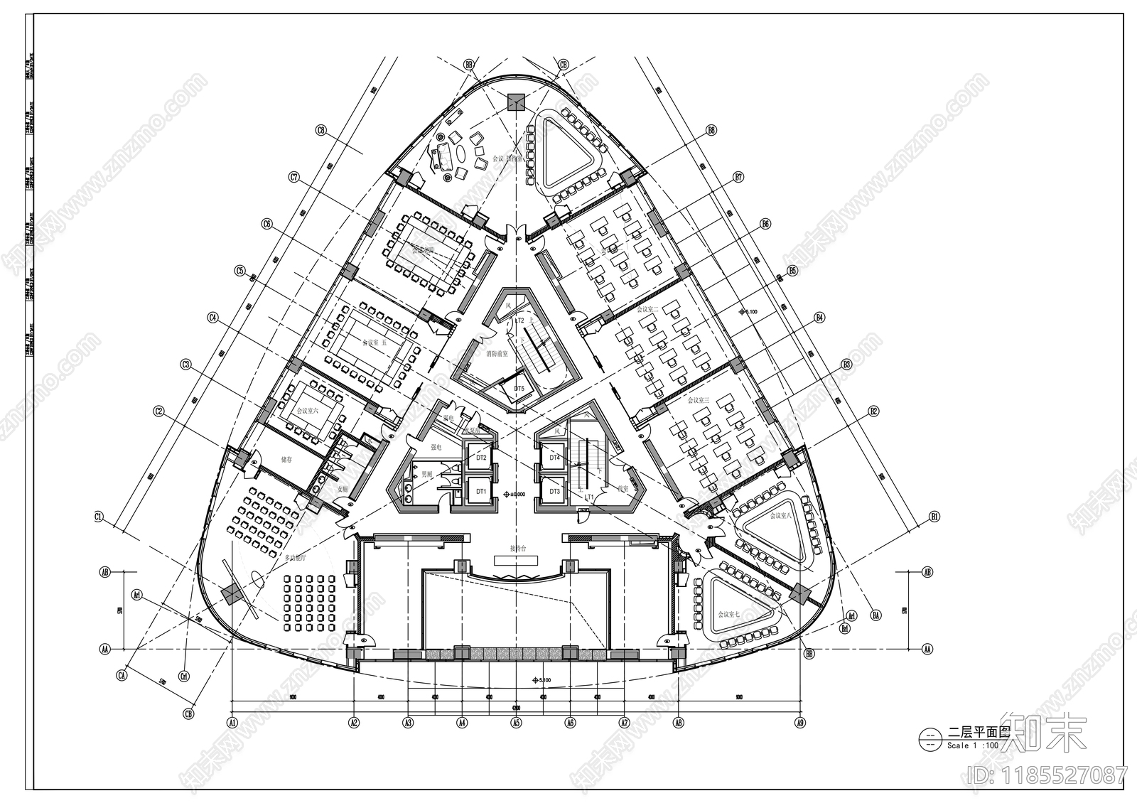现代整体办公空间cad施工图下载【ID:1185527087】