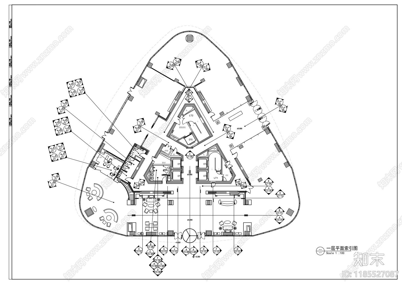 现代整体办公空间cad施工图下载【ID:1185527087】
