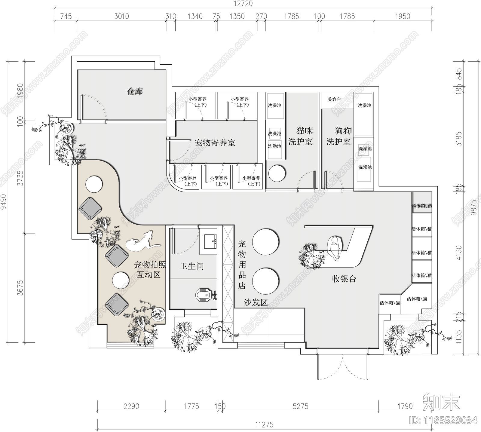 现代其他工装空间cad施工图下载【ID:1185529034】