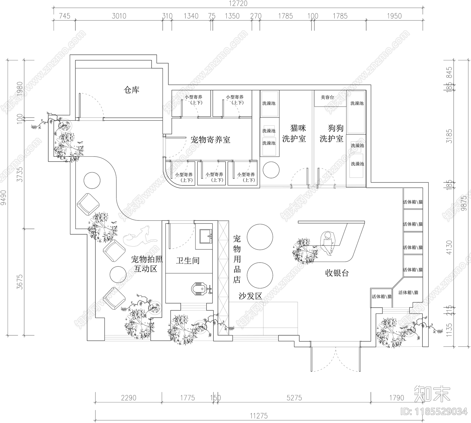 现代其他工装空间cad施工图下载【ID:1185529034】