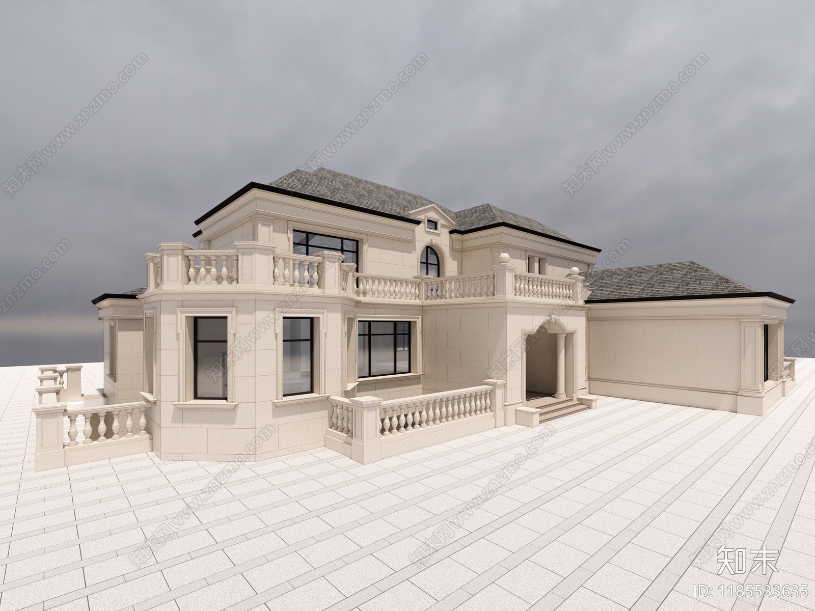 法式别墅建筑施工图下载【ID:1185533635】