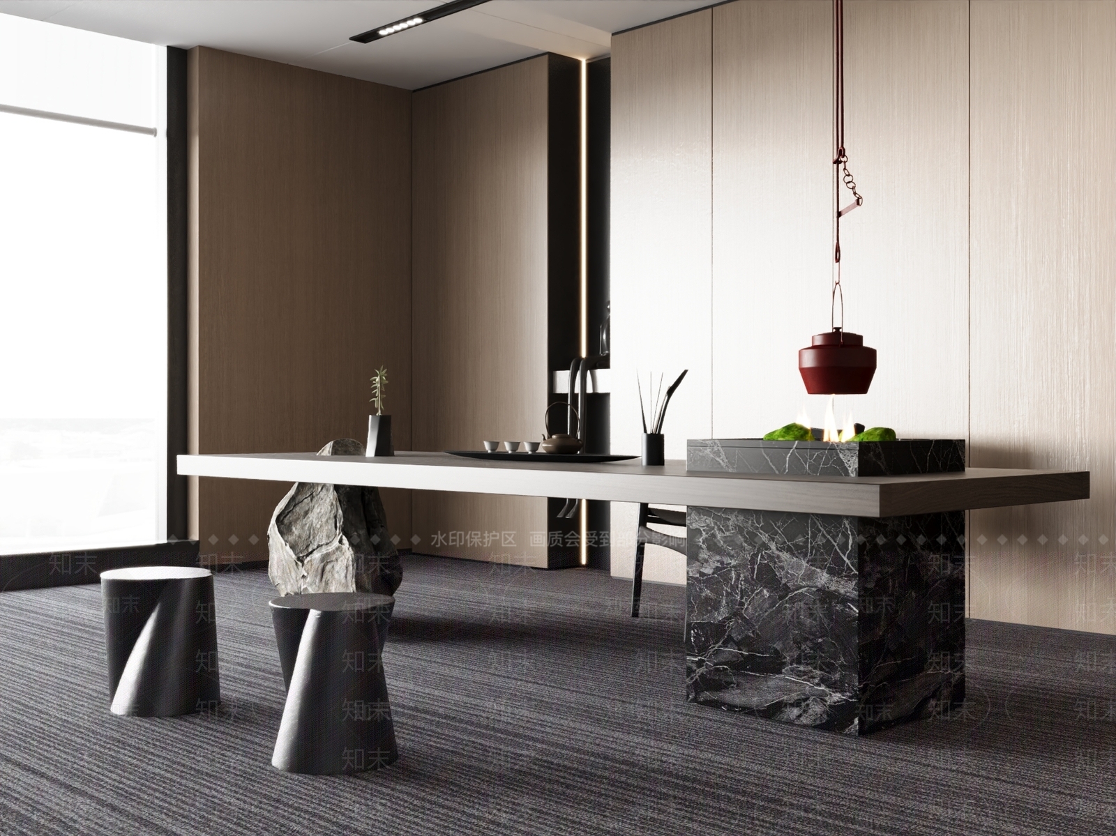 现代新中式茶室SU模型下载【ID:1185547738】