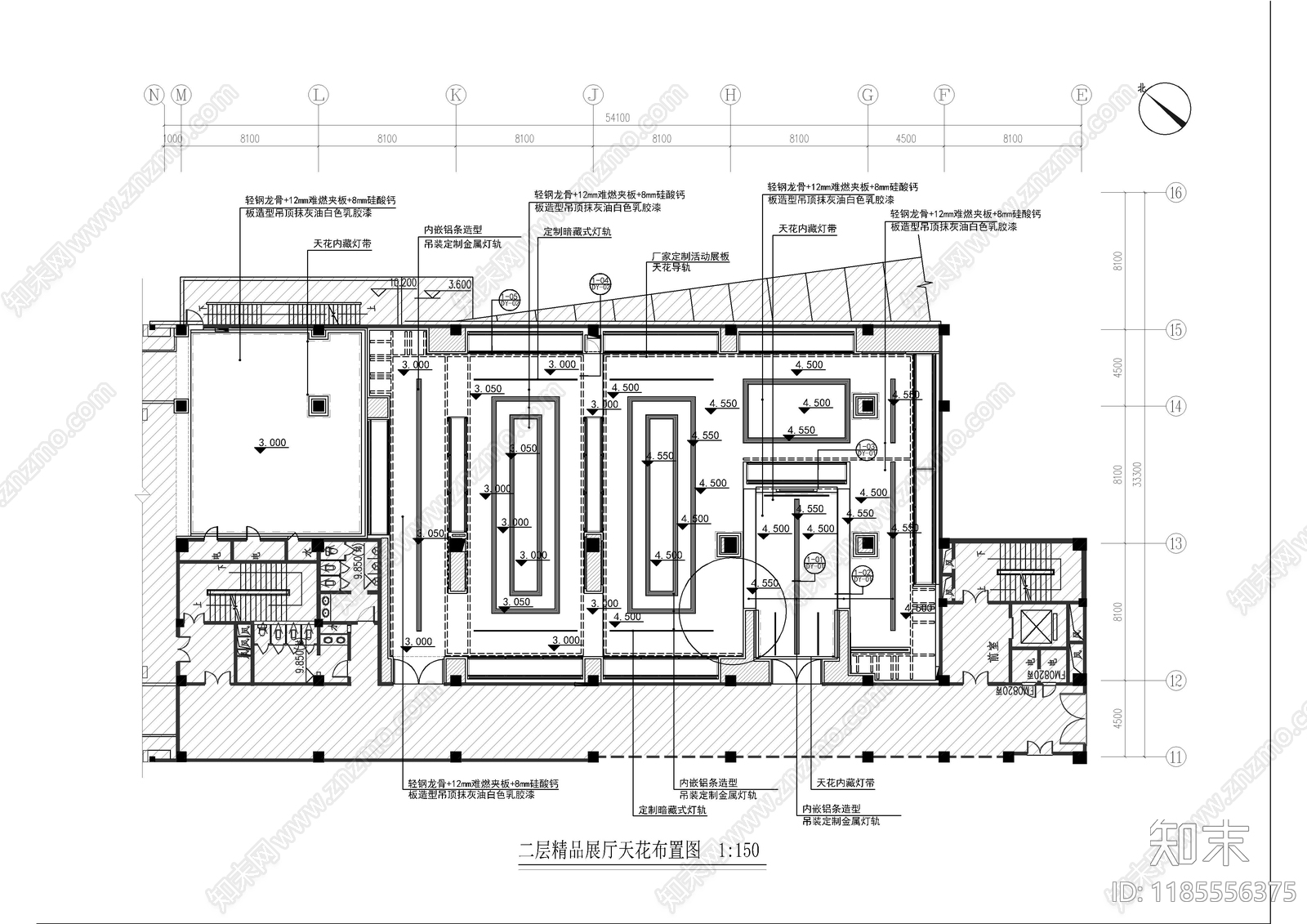 现代博物馆cad施工图下载【ID:1185556375】