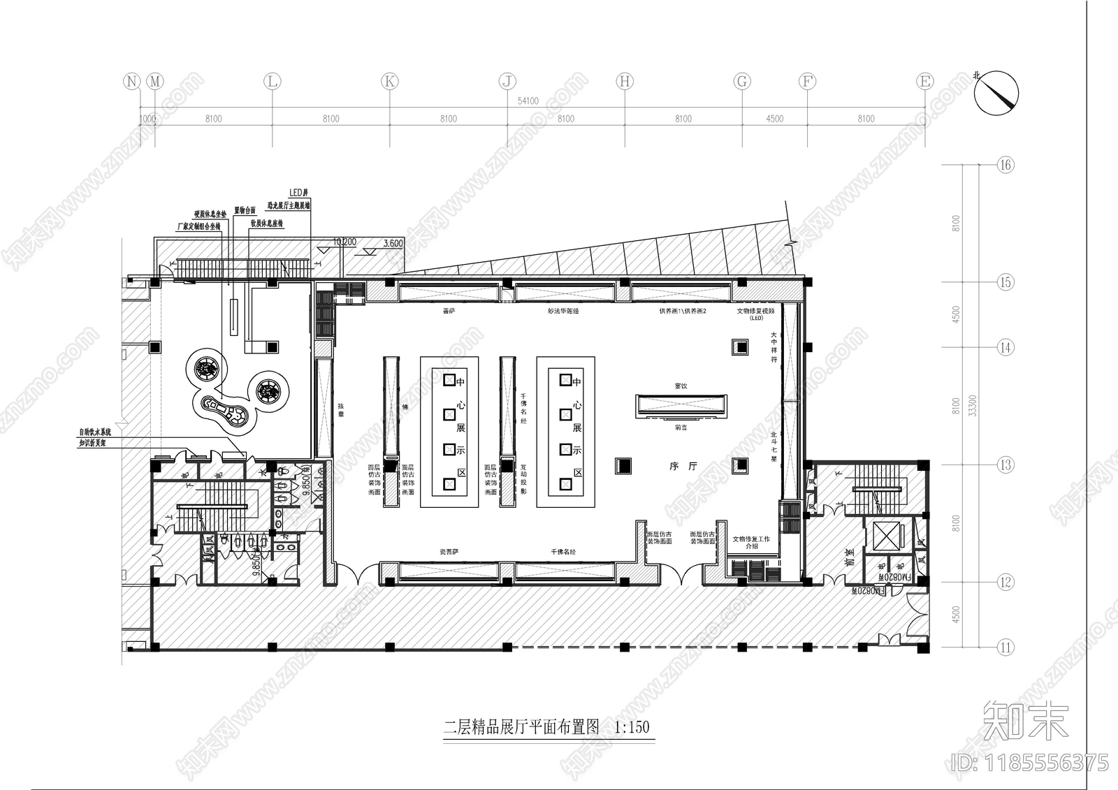 现代博物馆cad施工图下载【ID:1185556375】