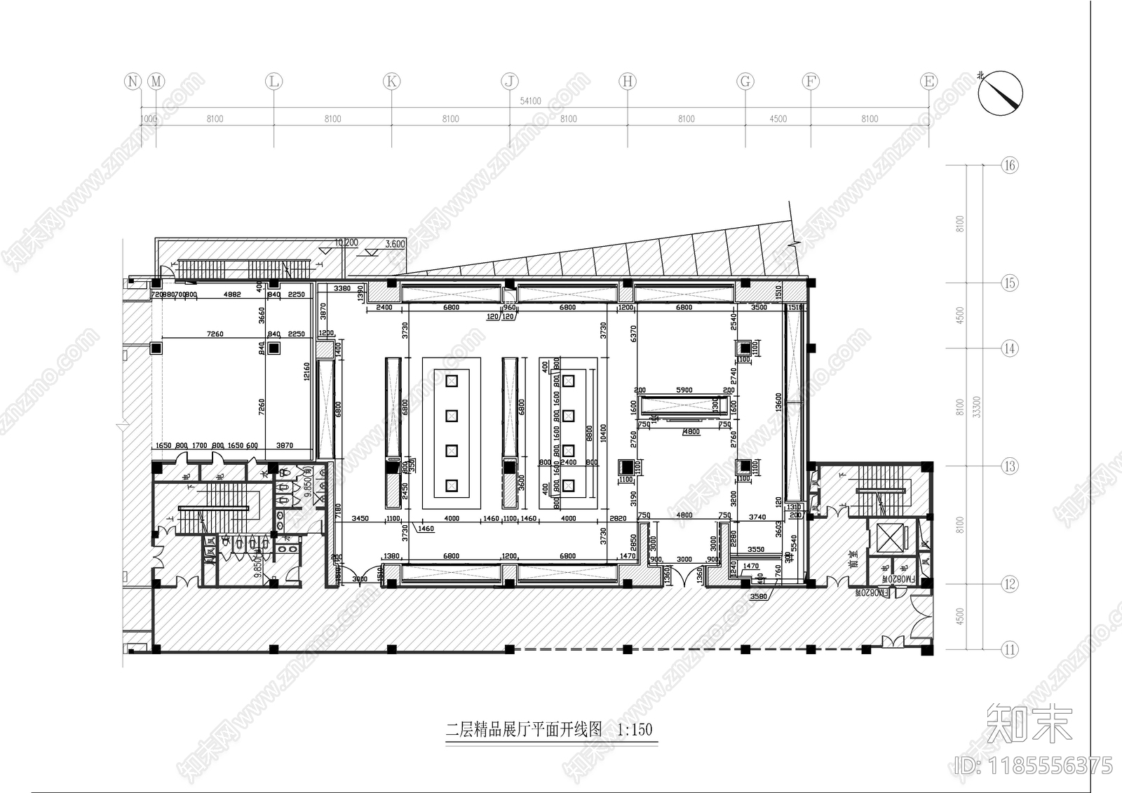 现代博物馆cad施工图下载【ID:1185556375】