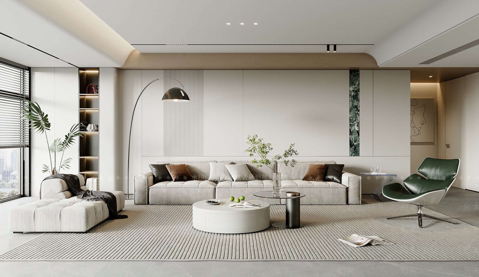 现代客厅3D模型下载【ID:1185563676】