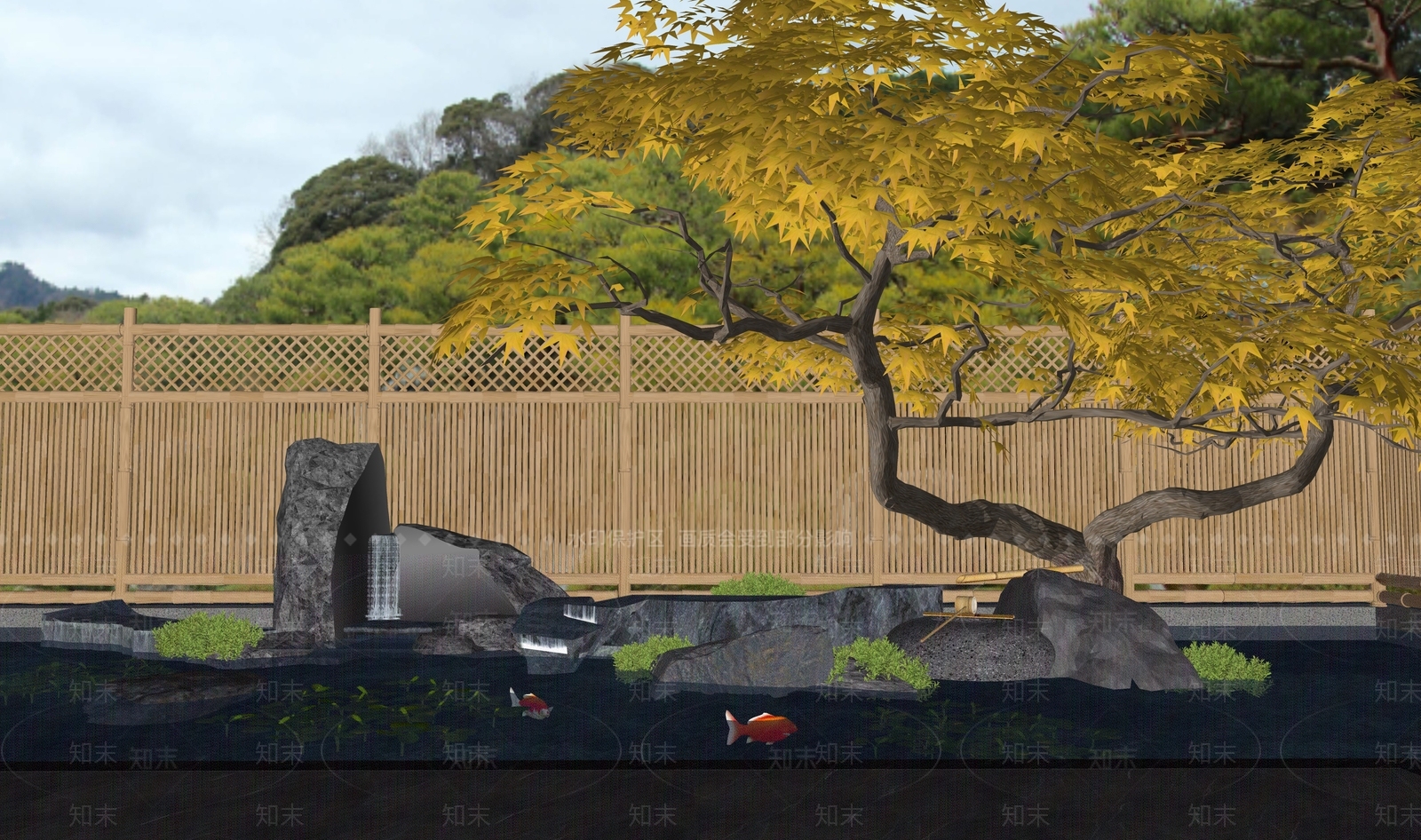 新中式水景SU模型下载【ID:1185570490】