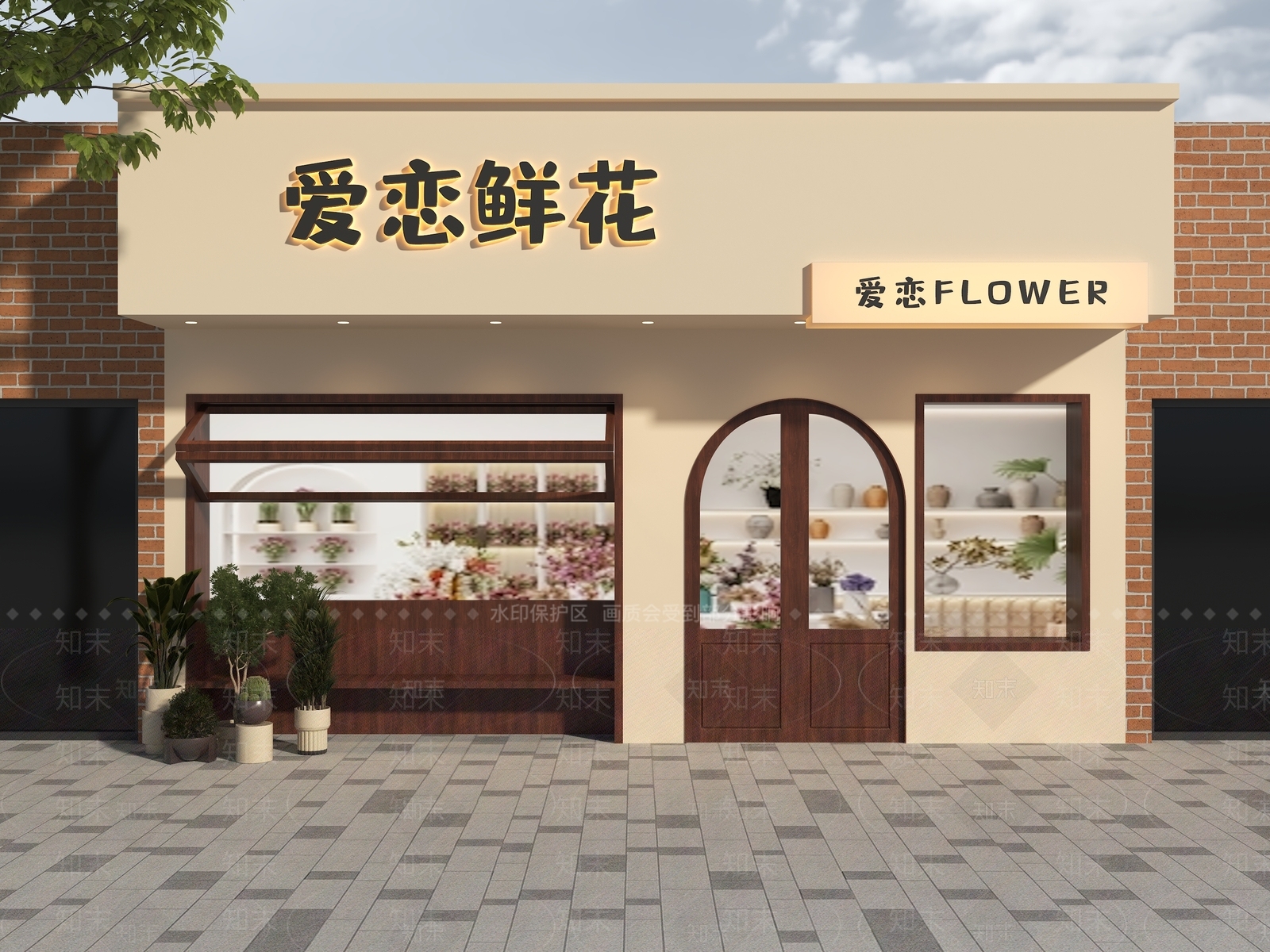 现代奶油门头SU模型下载【ID:1185577050】
