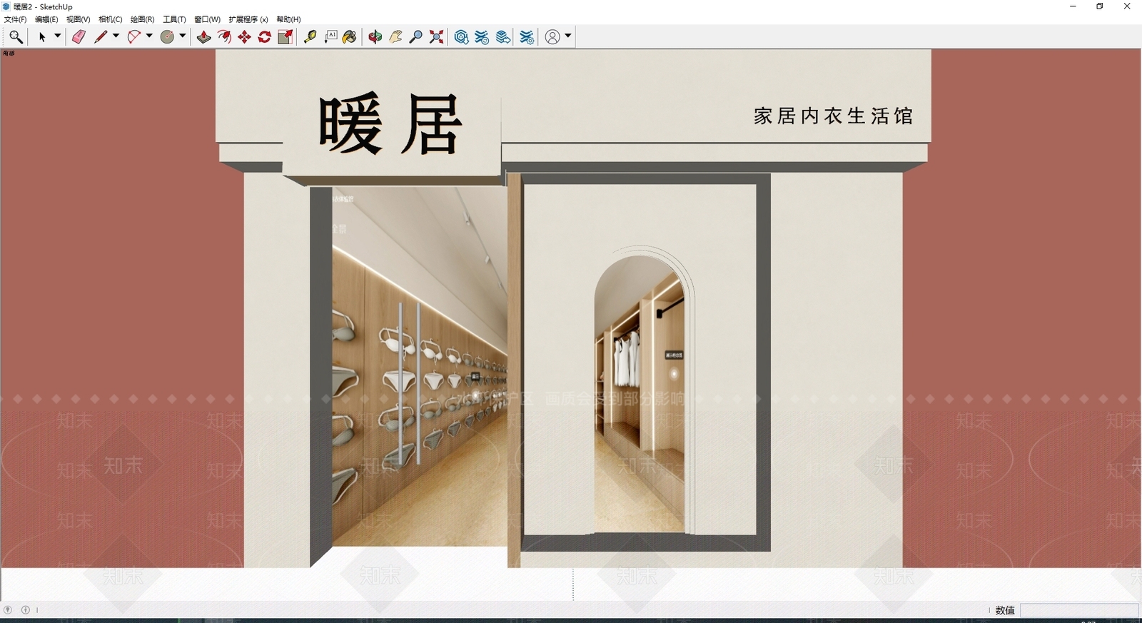 现代极简门头SU模型下载【ID:1185577879】