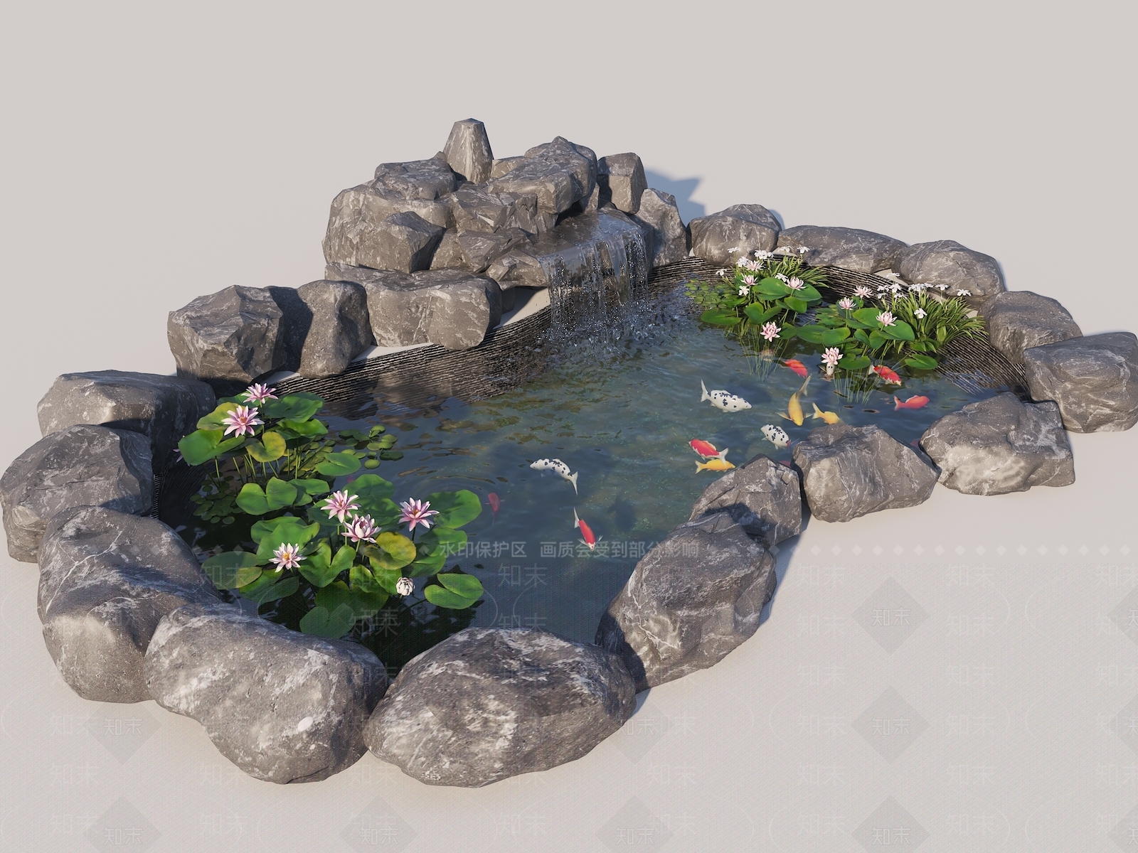 现代新中式滨水景观SU模型下载【ID:1185579592】