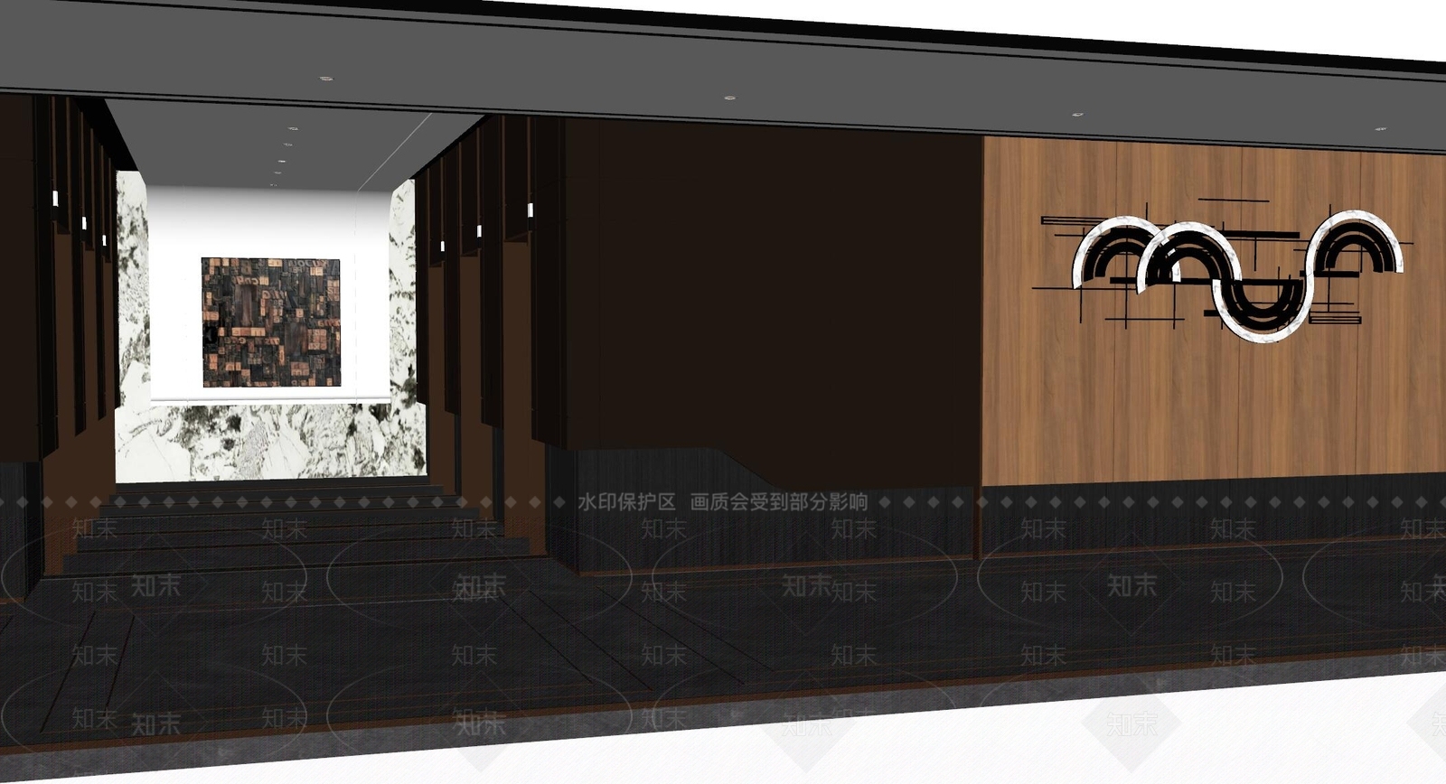现代电梯厅SU模型下载【ID:1185579634】