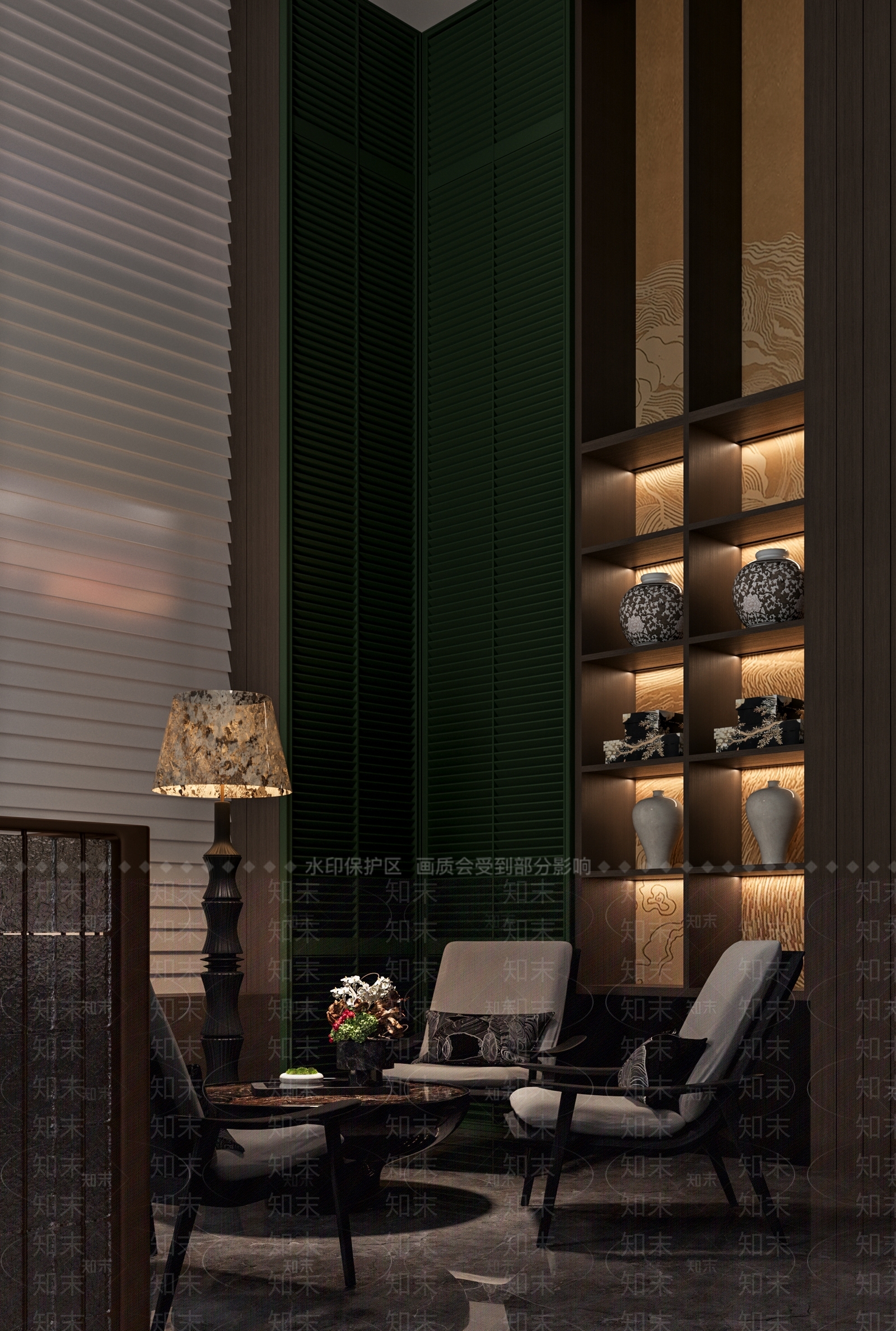 现代复古休息区3D模型下载【ID:1185583379】