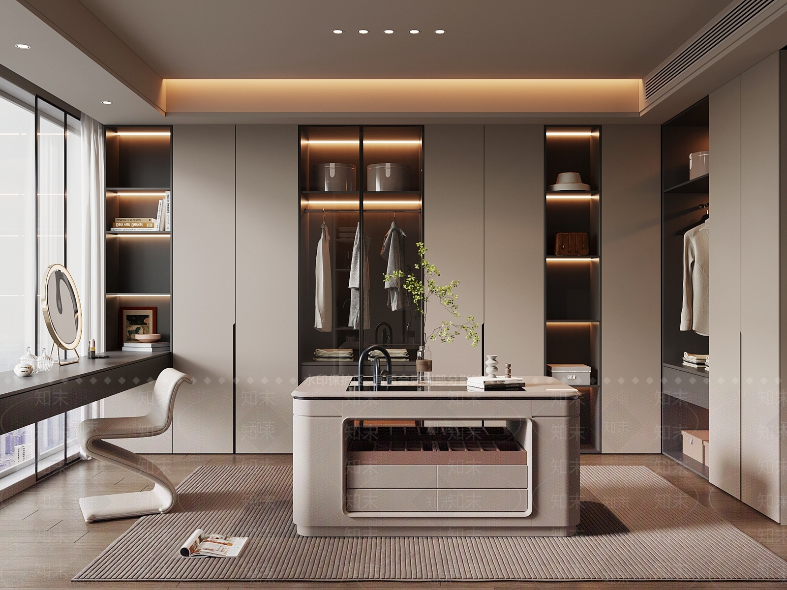 现代衣帽间3D模型下载【ID:1185582635】